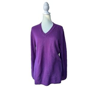 Definite View Purple Cashmere V-Neck Sweater Womens‎ M Dark Academia Minimalist